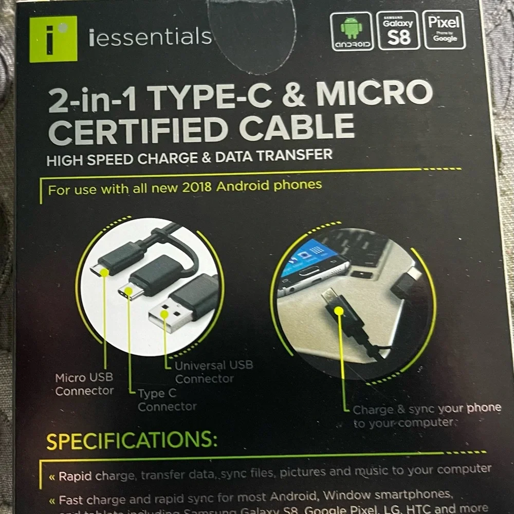 2-in 1 phone chargers for Android/Samsung